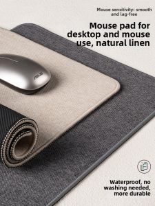 JIELEFAN | Gray Office-use Linen Mouse and Table Mat