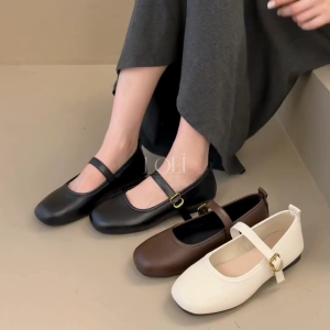 LOEI Qaila Classic Mary Jane Flats - Sepatu Wanita Kekinian Ringan & Manis untuk OOTD 1991