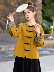 MANWUJINGLING | New Chinese Style Round Neck Frog Blouse