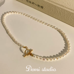 Rice Ornament] Rose Necklace Twist Twisted Twin Expensive High Grade Sense Maintains Color 18K Gold Plating Clavicle Chain