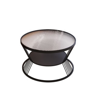 Luxury Glass Top round Coffee Table for Living Room Small Apartment Hotel Style Creamy Wind Internet Famous Table Home Use