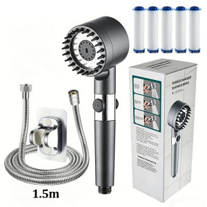 High Pressure Filter Shower Head 3 Modes One-key Stop Water Massage Clean Powerful Pressurized Shower Nozzle