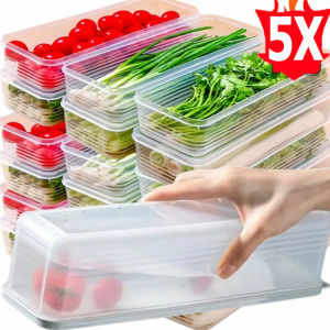 5pcs Rectangular Noodle Spaghetti Containers with Lid / Refrigerator Kitchen Food Grade Fresh-keeping Box / Green Onion Spaghetti Container / Kitchen Refrigerator Food Box with Lid