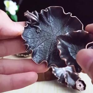 Lotus Leaf Backflow Incense Burner Antique Ornaments Ornamental Incense Burner Chinese Element Incense Burner Home Decoration