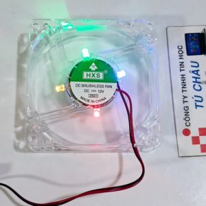 Quạt Case 8Cm / Dày 2.5Cm Điện áp DC 12V (Đèn Led 4 màu - Có ốc vặn)
