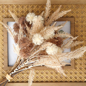 Kiku Flower Artificial Prickly Ball Flowers Plastic Brown Pompom Mums Fake Plant DIY Home Wedding Room Retro Lavender Decoration