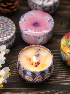 Dry Flower Iron Can Scented Candle Long Lasting Home Decorations Girls Festival Gifts Indoor Use Versatile Daily Present