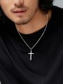 999 Pure Silver Cross Necklace Couple Design Engraved Men's Women's Simple Clavicle Chain Jewelry Fashionable Trendy. 