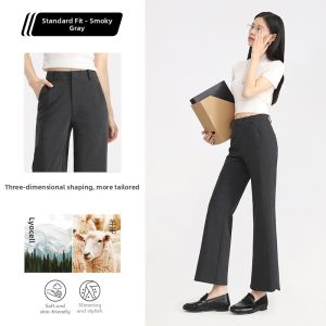 HIPPIE MISS | Boho Gray Wool Flared Trousers Cover Hips