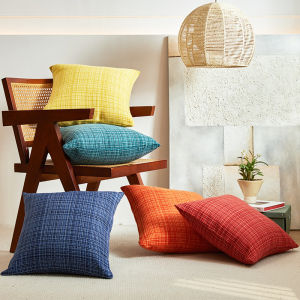 45x45cm không thấm nước màu trơn bông ghế sofa bằng vải lanh ném vỏ gối dệt nhà Gối trang trí Bìa (không có lõi)