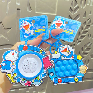 Creative Doraemon Fun Horn Squeezing Machine Keychain Graffiti Drawing Board Pendant Bag Ornament Cartoon Series Plastic Hardware