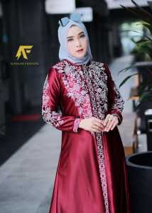 SerendaStore Dress Pesta Kondangan Mewah Viral Kekinian Baju Gamis Satin Kristal Lebaran Terbaru2023