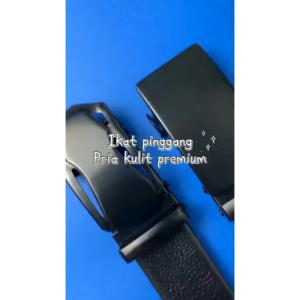 RENNE Sabuk Kulit Pria Hitam Rel Polos Ikat Pinggang Gesper Elegan  Klasik Gaya Mewah Casual