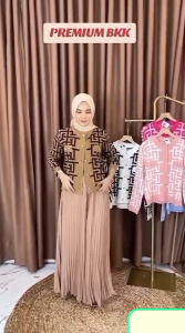 Cardigan Rajut Motif Geometris Elegan - Sweater Wanita Plus Size