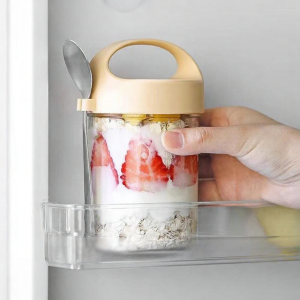 MEISITEKEKE | Multipurpose Portable Breakfast Glass Cup With Lid And Spoon