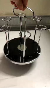 KHAY ÚP CỐC CẮM CỐC TRÒN INOX MẶT KÍNH XOAY TIỆN DỤNG SANG TRỌNG