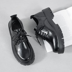 Mens Martin Boots Wedding Groom Heightening Thick Bottom Casual Shoes Leather Shoes round Toe Rubber Outsole Business Formal