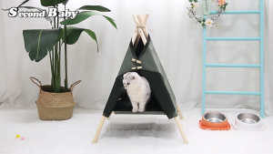 BLESSEDLY Portable Pine Teepee Tenant for Pets Camping Tent Pet Bed / Pet Tent For Cat Dog Rabbit