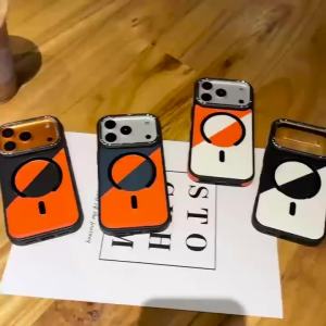 szhaiyu | For Magsafe Plating Lens Protection Phone Case for IPhone 17 Pro 16 15 14 13 12 Pro Max Color Collision Leather Magnetic Cover