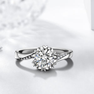 925 Sterling Silver Simulated Diamond Snowflake Ring Elegant Artistic Womens Fashion Ring Trendy Engagement Ring