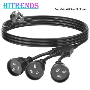 Dây Nối Nguồn 1 Đến 3 Đầu Nối Dài 2/3 Mét Phích Cắm AU 3 Ổ Cắm Dùng Cho Nhà/văn Phòng Màu Đen/trắng Dòng Điện Cao 10A Công Suất 2500W