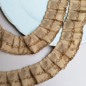 Double Layer Dog Tooth Cotton Polyester Lace Edging Material 4cm Wide for Shirt Collar Baby Clothes Skirt Hem Lolita