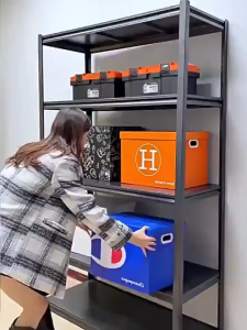 SOFTHOME Supermarket Metal Shelf 4-Layer Display Shelves Sturdy Wood Board Organizer Rack Bear 700Kg