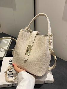 Fashionable Bucket Bag Womens Handbag Shoulder Bag Crossbody Bag Autumn Winter Soft PU Leather Korean Style Casual Bag
