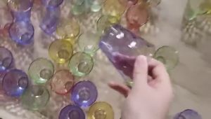 Glass Kaca Drinking Kopi Teh Air Aesthetic Pattern Gagang Purple Cup Gelas Mug Cantik Lucu Gelas Set