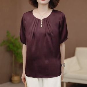 DAIXIANGFEIZI | Áo Sơ Mi Dáng Rộng Chống Lão Hóa Mùa Hè Chất Liệu Lụa Satin Nữ