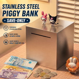 Stainless Steel Money Saving Box piggy bank stainless steel kids coin piggy bank birthday savings plan cute piggy bank Money Saver Box with One Small Opening