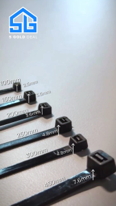 5GD 100pcs Cable Ties Nylon Wire 100mm / 150mm / 200mm / 250mm / 300mm (Black/White) (4"/ 6"/ 8"/ 10"/ 12") Cable Tie