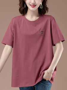 Loose Cotton round Neck Short Sleeve T-Shirt for Middle-Aged And Elderly Women Breathable Sweat Absorbent Summer Top Mom Size