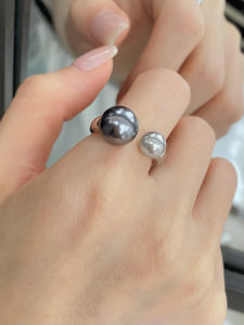 Fashionable Silver Grey Pearl Ring for Women Index Finger Stylish Personality Lightweight Luxury Unique JODIE STYLE Alloy Jewelry