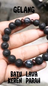 GELANG PRIA BATU LAVA WARNA HITAM DOFF