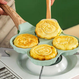 Chảo Chiên Bốn Lỗ Chảo Nhỏ Chống Dính Hình Bánh Hamburger Trứng Maifan Chảo Nhỏ Chống Dính Nồi Chiên Ăn Sáng Gia Dụng Nồi Trứng 4 Lỗ Đáy Phẳng