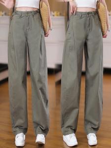 High Waist Wide Leg Workwear Pants Womens Casual Straight Cut Loose Fit Versatile Bend Knife Autumn New Style Skin-friendly Breathable