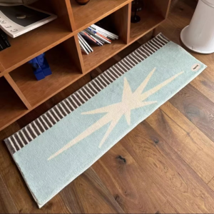 VIKAMA Striped Star Printed Running Blanket Anti Slip Washable Floor Mat Bedroom Entrance Soft Floor Mat Home Decoration