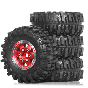 4PCS 1/24 1/18 RC Crawler Tires and Beadlock Wheels Rims Offset -2.5mm for 1:24 1:18 Car Axial SCX24 FMS AX24 FCX18 FCX24 TRX4M