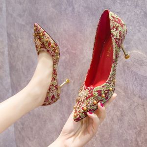 YX | New Chinese Red Bridal Shoes High Heels