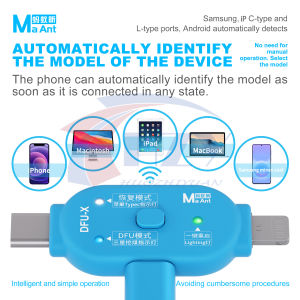 MaAnt DFU-X One-Click DFU Recovery Flashing Tool Auto Model Detection Adapter No Repeated Plug Unplug For iPhone iPad Mac Repair