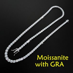 Moissanite Tennis Necklace Women Luxury Anniversary Wedding Bridal Gift for Wife 3/4/5MM D VVS1 S925 Sterling Silver