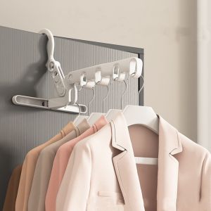 ชั้นแขวนที่แขวนผ้าสำหรับตากไม้แขวนการเดินทางพับได้แบบพกพามีรู5รูสำหรับการเดินทางในโรงแรมและตั้งแคมป์