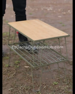 Campingmoon T-230 Series Modular Portable Folding Table Black Iron Stainless Steel Stackable Storage Rack Foldable Metal Table Outdoor Camping Hiking Travel Picnic Multi-Purpose Heavy Duty Original Camping Moon