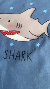 atasan kaos baju tshirt anak laki perempuan cewek cowok katun combed lengan pendek lucu shark