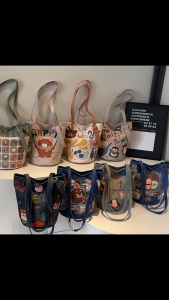 GoldStar New tote bag with playful cartoon patches Korean Fashion Shoulder Bag Beach Bag Handle Bag Tote Bag for Women
