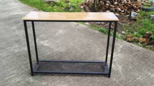 (งานเชื่อมสำเร็จ แข็งแรงมาก) ชั้นวางของ 2 ชั้นชั้นวางตู้ ชั้นวางในครัว ชั้นวางตกแต่งบ้าน ชั้นวางอเนกประสงค์ โครงเหล็ก ท็อปไม้พาราแท้ งานฝีมือ งานสวย ละเอียด MT116