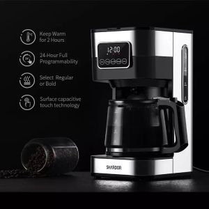 ODOROKU Coffee Maker Touch-Screen 10-cup Programmable with Glass Carafe Coffee Machine Drip Coffee Maker Stainless Steel
