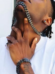 Fun Master Original Retro Three-Dimensional Cutting Cuban Link Chain Titanium Steel Distressed Classic Cuban Hand Necklace Mens Fashion 12mm