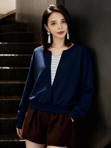 XIYUQI | Korean Simple Fake Two-Piece Stripe Sweater Female
